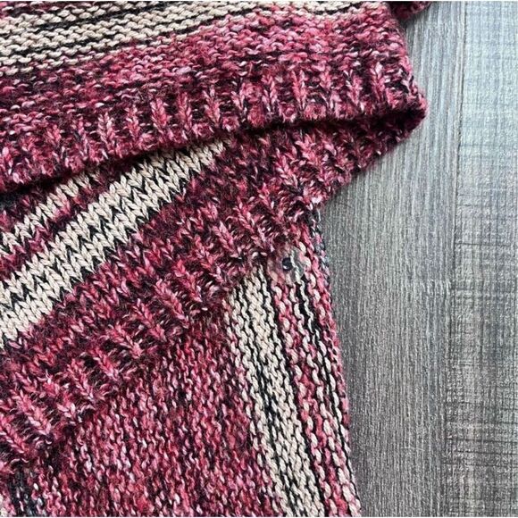American Eagle Striped Waterfall Sweater Cardigan Size S Burgundy Pink Women’s - Picture 10 of 16
